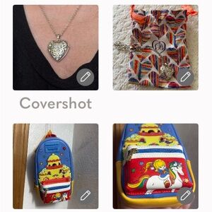 Brighton Locket double picture necklace 17”w Bag+Rainbow Bright Loungefly bag